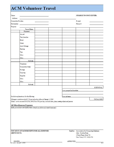 Volunteer Travel And Expense Report Template Templates At