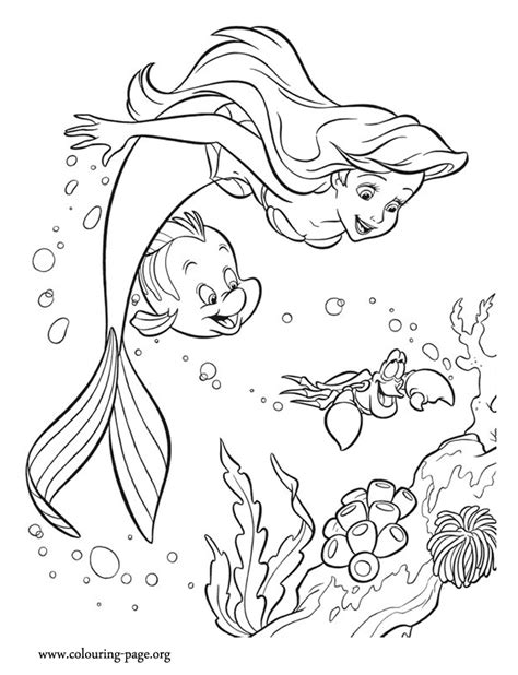 Ariel And Flounder Coloring Pages