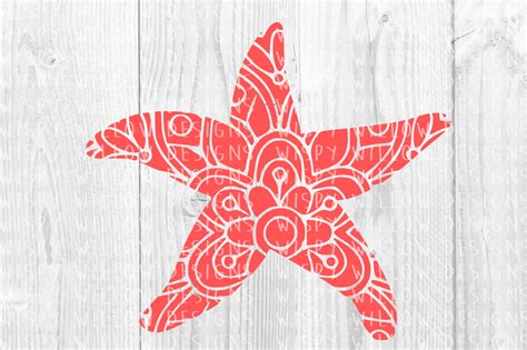 Starfish Mandala SVG DXF EPS PNG PDF By Wispy Willow Designs