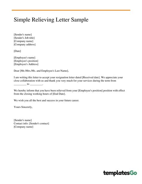 Relieving Letter How To Write With Professional Templates