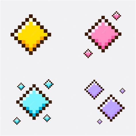 Premium Vector | Set of adorable stars sparkle pixel art