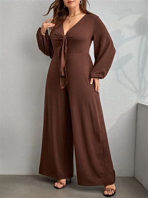 Plus Size Jumpsuit Bodysuit Fashion Bishop Sleeve Lantern Sleeves