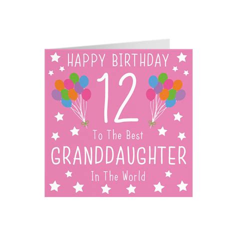 Granddaughter 12th Birthday Card Happy Birthday 12 To Etsy Uk