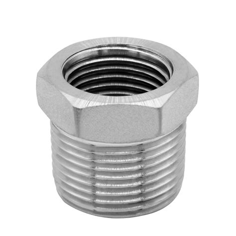 Fitvell Stainless Steel 1 2 Male Npt To 3 8 Female Npt Reducer Hex Bushing Pipe