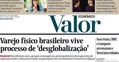 Capa Valor Econômico Edição Sexta 1 de Março de 2024