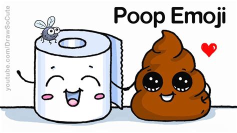 How To Draw Poop Emoji Easy Funny Cartoon Cute Poop And Toilet Paper