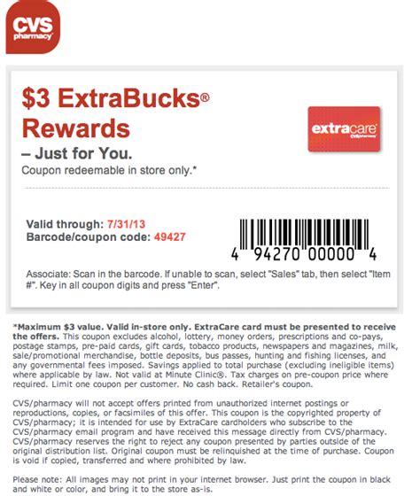 Cvs Pharmacy Extrabucks Printable Coupon