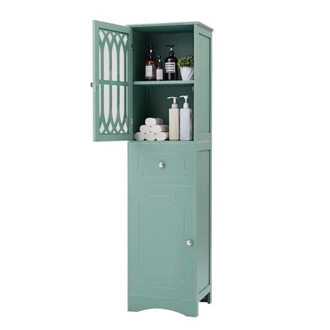 Tall Bathroom Cabinet Freestanding Storage Cabinet With Drawer And Doors Mdf Board Acrylic