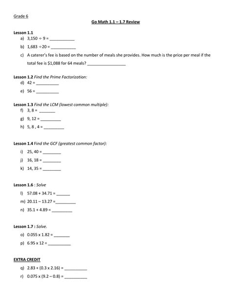 Go Math G6 Lesson 11 17 Review Worksheet Live Worksheets