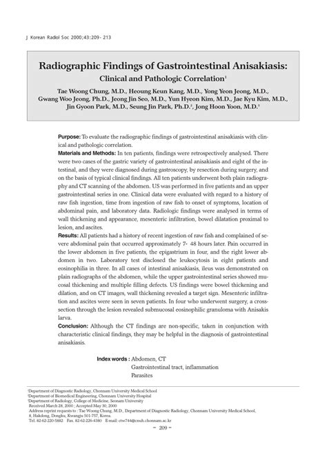 Pdf Radiographic Findings Of Gastrointestinal Anisakiasis Clinical