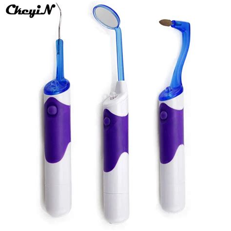 Teeth Cleaning Kit LED Light Oral Mirror Hook Tooth Grinding Personal ...