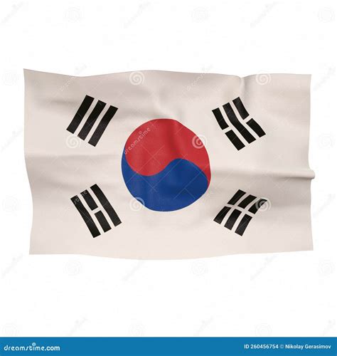 Bandeira Da Coreia Do Sul Em Um Fundo Branco Drenagem Ilustra O Stock