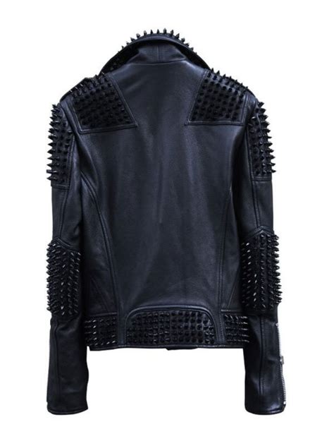 Mens Rock Punk Spike Studded Leather Biker Jacket JacketsJunction