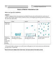 Lab States Of Matter Simulation Edited Docx Name Class Date