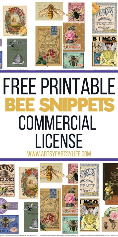 Free Printable Bee Ephemera Snippets For Junk Journals Vintage Paper