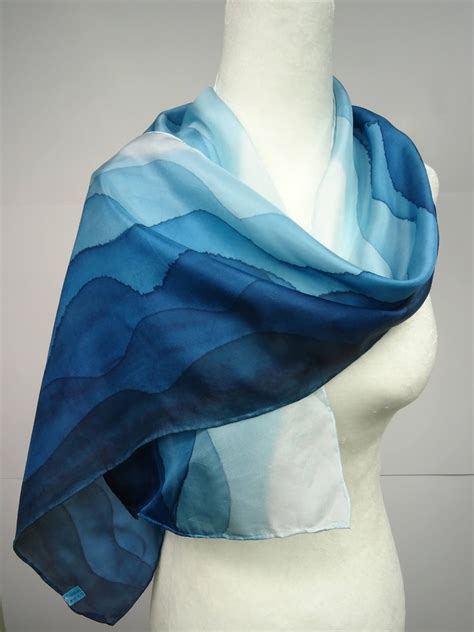 Teal Silk Scarf Hand Painted Teal Ombre Silk Scarf Teal Etsy Canada