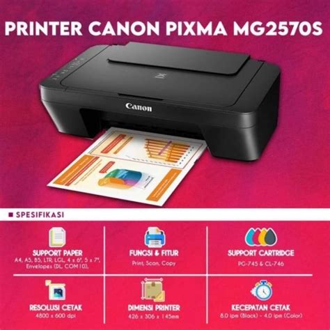 Promo Canon Pixma Mg2570s Printer Canon All In One Mg 2570 Resmi Hitam