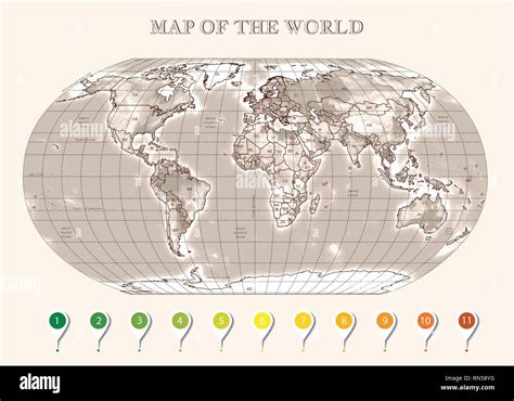 Carte Physique Du Monde D Crit Avec Les Grandes Capitales Infographie