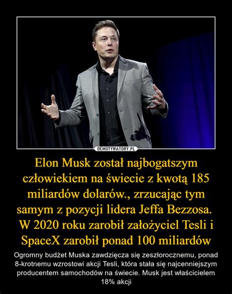 Elon Musk został najbogatszym człowiekiem na świecie z kwotą 185