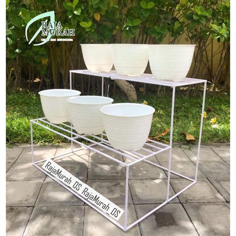 Jual Standing Pot Besi Minimalis Susun 2 Rak Bunga Pot Bunga