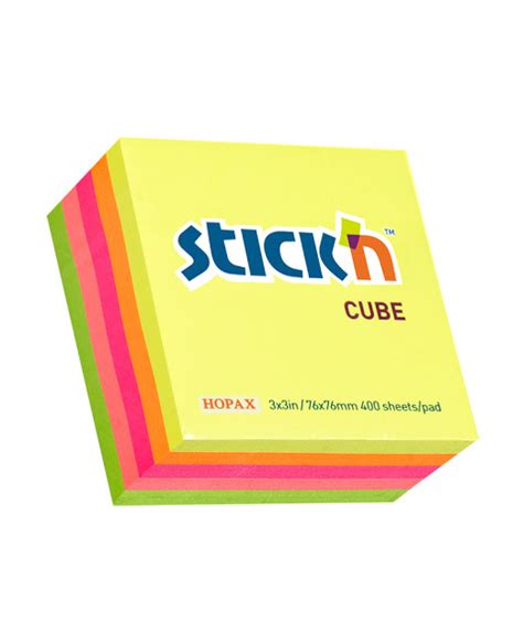 Stickn Note Cube 76x76mm 400 Sheets Stationery General Onehunga