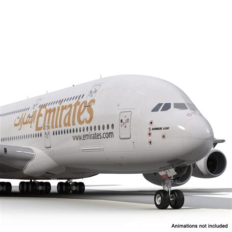 3d Airbus A380 900 Emirates Rigged