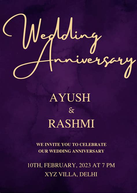 Create Wedding Anniversary Invitation Card Online 2023 Shaadi Vibes