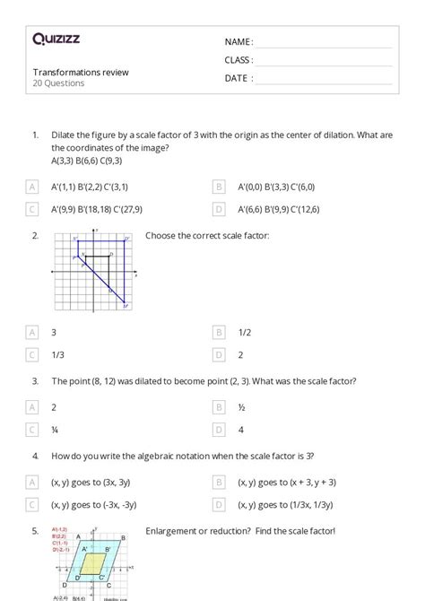 50 Transformations Worksheets For 8th Grade On Quizizz Free And Printable