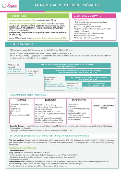 Menace daccouchement prématuré Repère Réseau Santé Professionnel