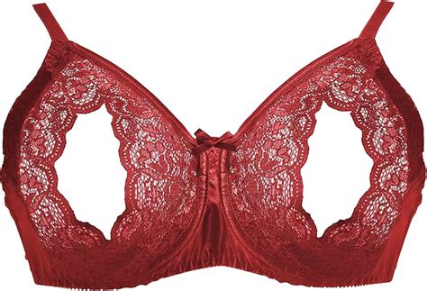 Empire Intimates Lace Peek A Boo Bra Open Cup Bare Breasts Nipples Red 32 At Amazon Womens