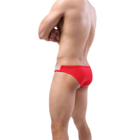 HOT กางเกงในชายทรงสามเหลยมผาไหมนำแขงขอบตาขายโปรงแสงแฟชนเซกซระบายอากาศเซกซอน