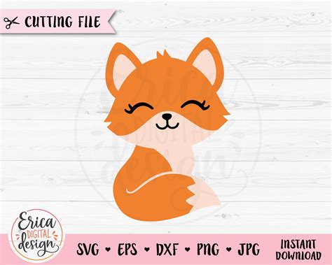 Fox SVG Cut File Cute Sitting Fox Girl Baby Shower Kid Shirt Etsy