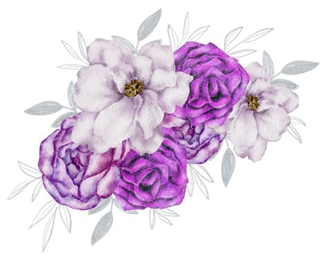 Aquarela De Buqu De Flores Violeta Png