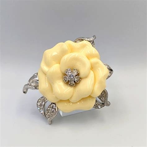 Nolan Miller Jewelry Vintage Nolan Miller Lucite Rose Flower Ivory