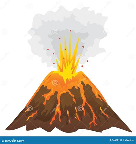 Volcano Isolated On White Background Stock Vector Illustration Of