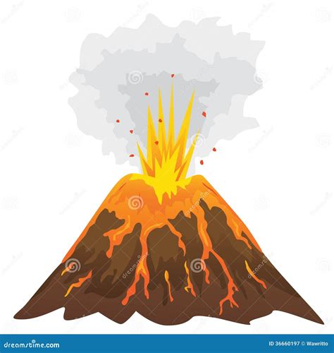 Volcano Isolated On White Background Stock Vector Illustration Of Smoke Magma 36660197