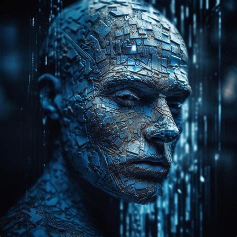 Premium Photo A Man With A Blue Face And The Word Robot On It