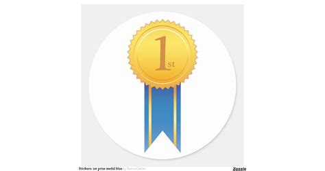 Stickers: 1st prize medal blue | Zazzle