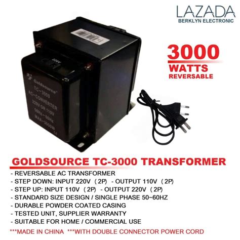 Goldsource Tc 3000 Step Up Step Down Transformer 3000 Watts Lazada Ph