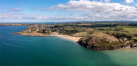 Aerial View of Daymer Bay Beach on the Camel Estuary in Cornwall Stock