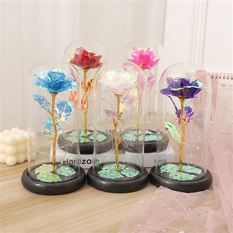 Wholesale K Gold Foil Rose Flower In Glass Artificial Flower Galaxy