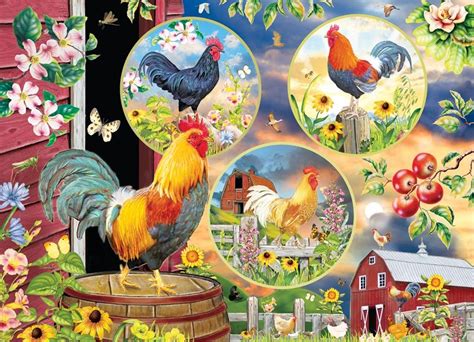 5d Diamond Painting Rooster Collage Kit Rooster Magic Puzzles 500