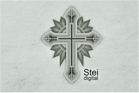 Shining Cross Svg Dxf Cut Files D Layered Cristian Cross Svg By