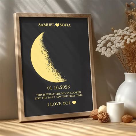 Buy Custom Moon Phase Canvas Frame Wood Lunar Print Art Frame