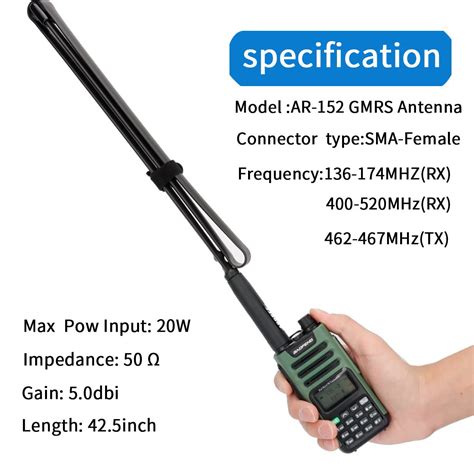 GetUSCart ABBREE GMRS Antenna 42 5 Inch SMA Female CS Tactical Antenna