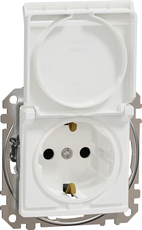 Розетка з заземленням зі шторками та кришкою Schneider Electric Sedna ...