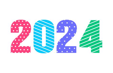 2024 Feliz Novo Ano Colorida Texto Logotipo Tipografia Projeto Conceito