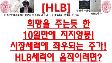 주식투자 Hlb희망을 주는듯 한 10일만에 지지양봉시장세력에 좌우되는 주가hlb세력이 움직이려면 Youtube