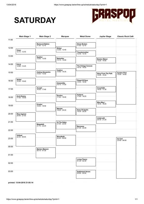 Graspop Metal Meeting Running Order Day Saturday