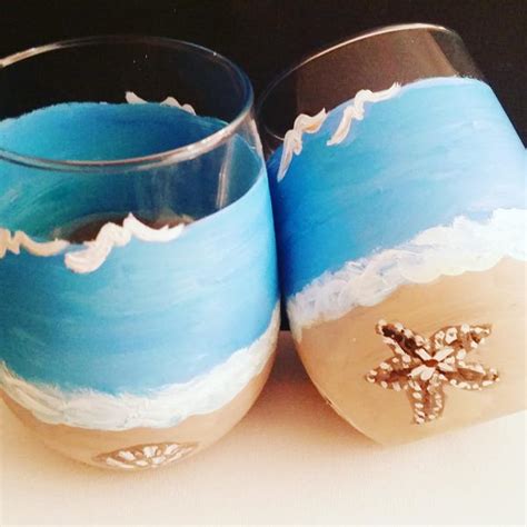 Beach Wine Glasses Etsy